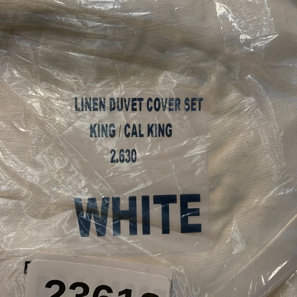 Quince European Linen Duvet Cover Set with Shams King/California King Size White